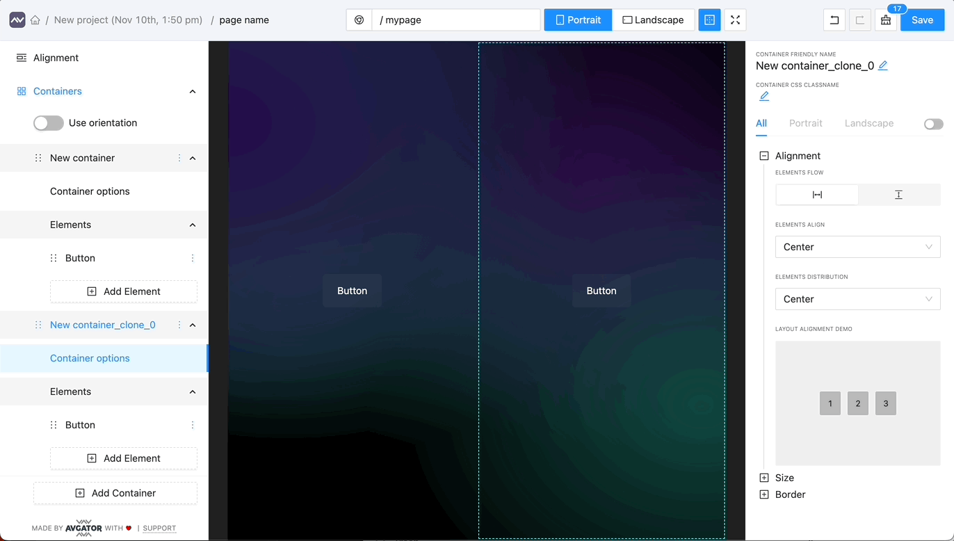 Now you can select any visible layout container by clicking on it inside the preview window!