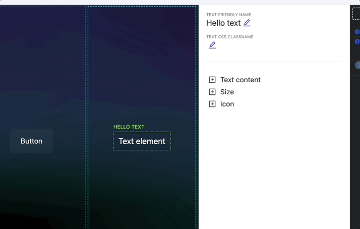 Now you can attach an icon to any Text element on the page.