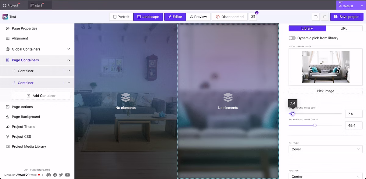 Containers with custom background Images